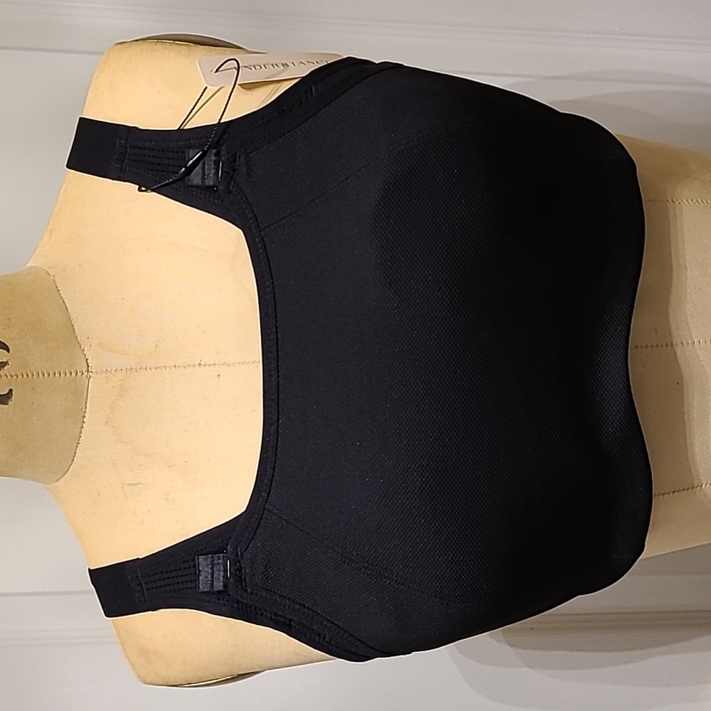 High-Support Black Sports Bra with Wide Straps Fit Like a 34DD max